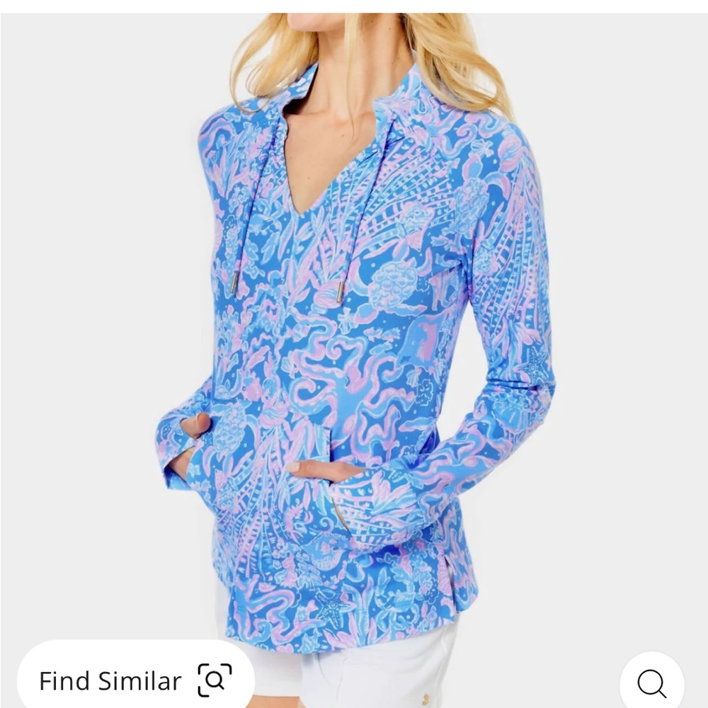 GUC Lilly Pulitzer Cassi Popover Pullover In Boca Blue Sea What I Sea